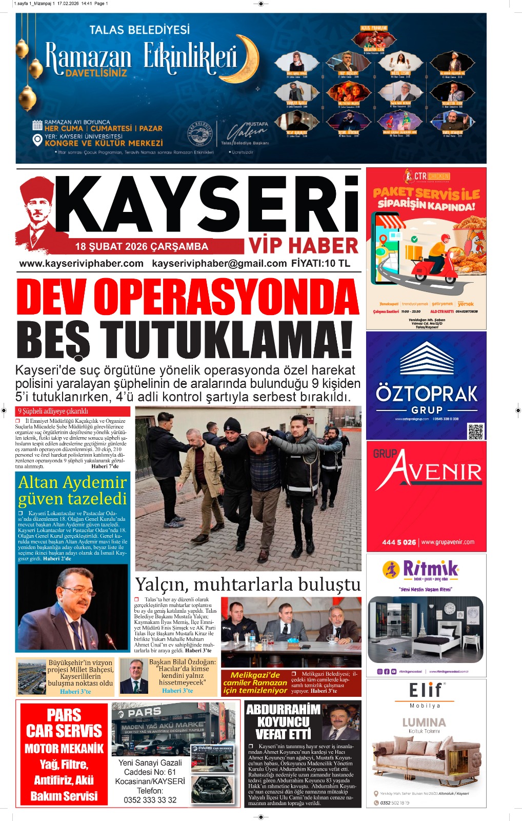 18 Şubat 2026 Çarşamba