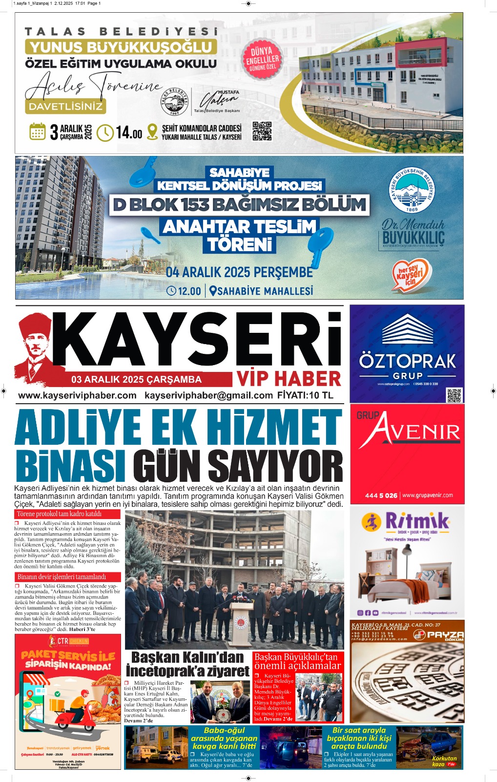 03 Aralık 2025 Çarşamba