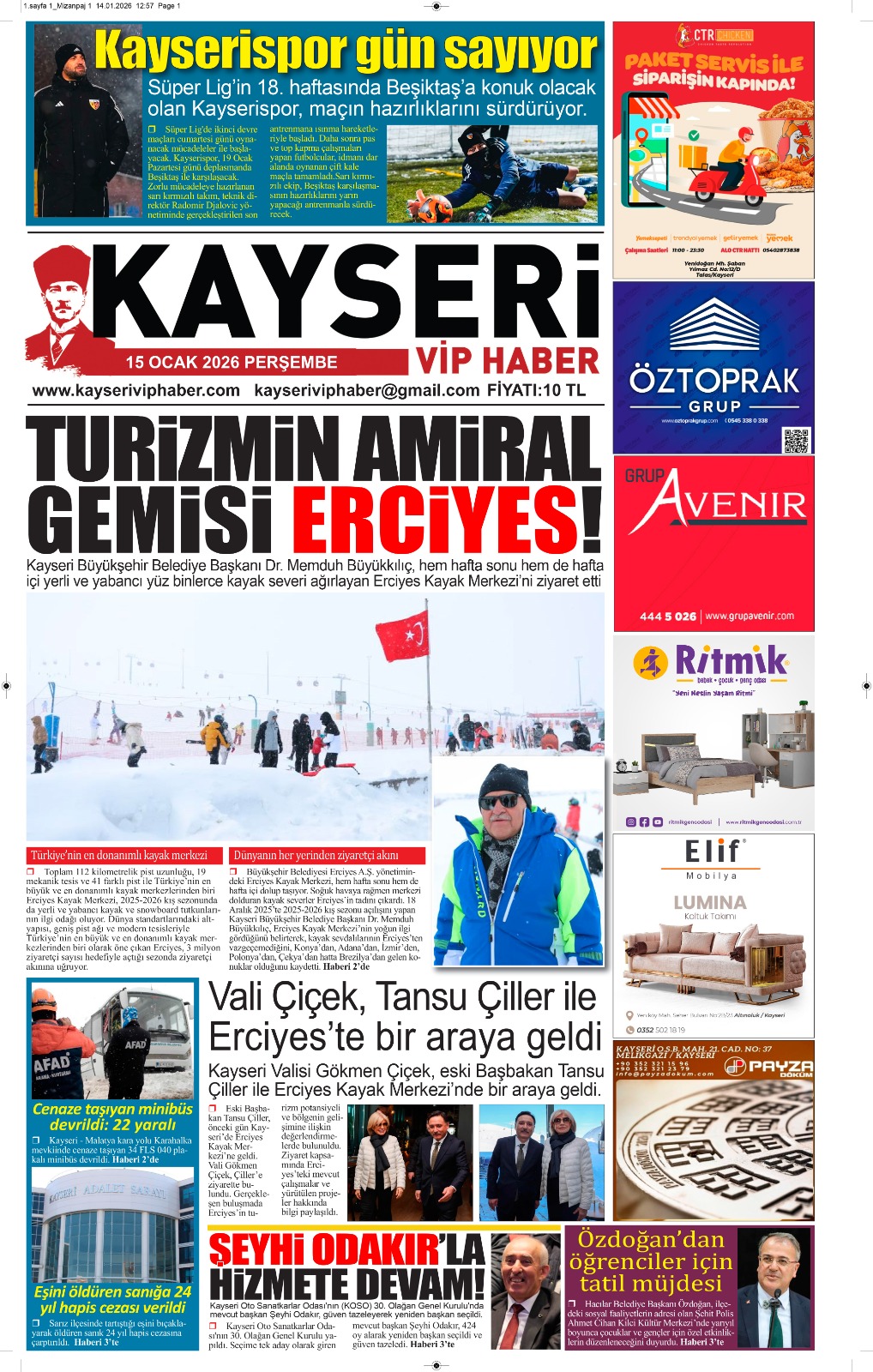 15 Ocak 2026 Perşembe