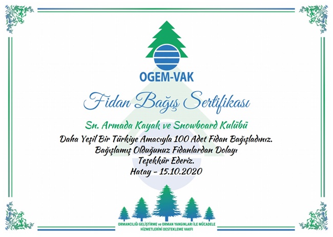 ARMADA KAYAK'TAN 100 FİDAN BAĞIŞI