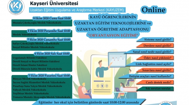 KAYÜ'DEN ONLİNE EĞİTİM