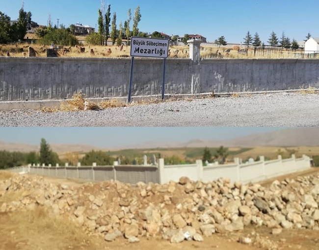 SARIZ'DA MEZARLIK DUVARLARI YAPILIYOR