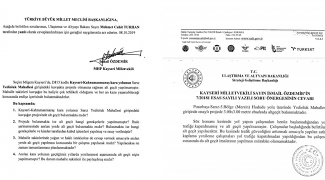 SARIZ YEDİOLUK MAHALLESİNE ALT GEÇİT YAPILACAK