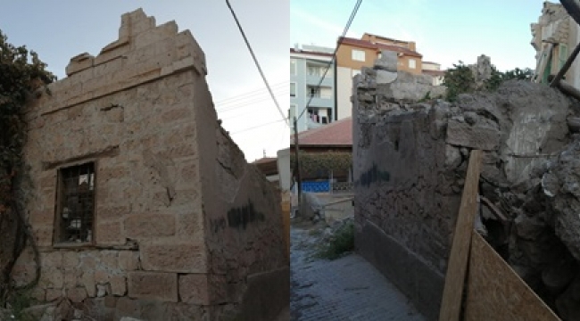 YEŞİLHİSAR'DAKİ METRUK YAPI TEHLİKE SAÇIYOR