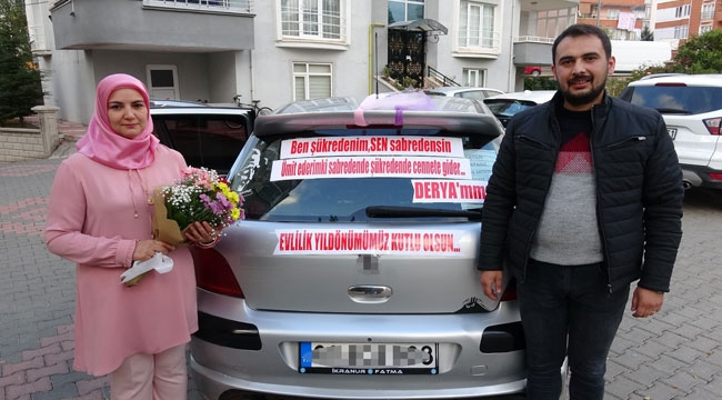 EŞİNE SÜRPRİZ YAPTI