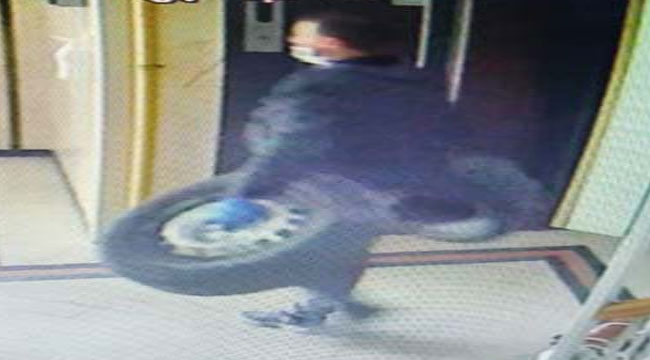 LASTİK HIRSIZLIĞI GÜVENLİK KAMERASINDA