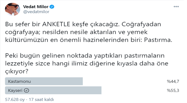 VEDAT MİLOR PASTIRMA REKABETİNİ KIZIŞTIRDI