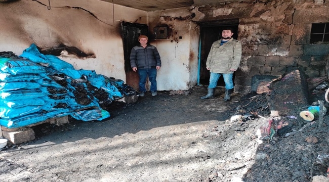 ÇIKAN YANGINDA 12 BÜYÜKBAŞ HAYVAN TELEF OLDU