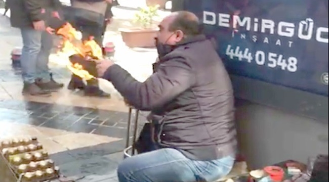 BOYADIĞI AYAKKABI ALEV ALDI