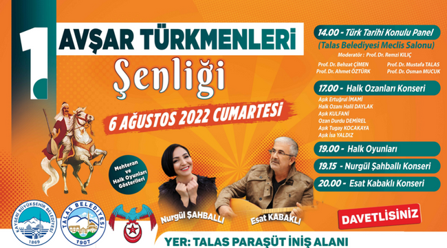 AVŞAR TÜRKMENLERİ TALAS'TA BULUŞACAK