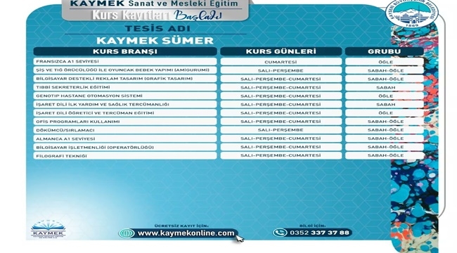 KAYMEK’İN KURSLARA YOĞUN İLGİ