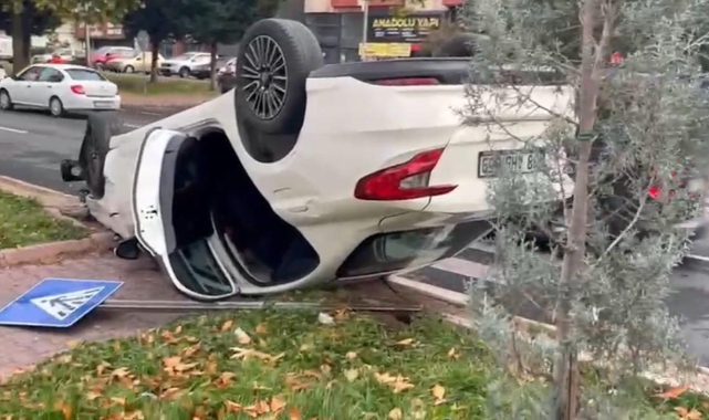 OTOMOBİL TAKLA ATTI: 1 YARALI