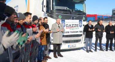 YARDIM TIRI DUALARLA GAZZE'YE UĞURLANDI