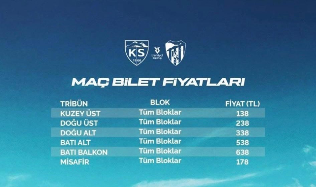BİLET FİYATLARI AÇIKLANDI