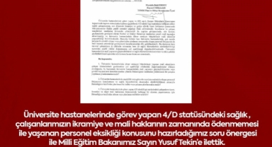 MHP'Lİ ERSOY, ÜNİVERSİTE HASTANELERİNDEKİ MALİ SORUNLARI TBMM GÜNDEMİNE TAŞIDI