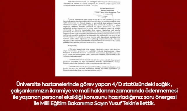 MHP'Lİ ERSOY, ÜNİVERSİTE HASTANELERİNDEKİ MALİ SORUNLARI TBMM GÜNDEMİNE TAŞIDI