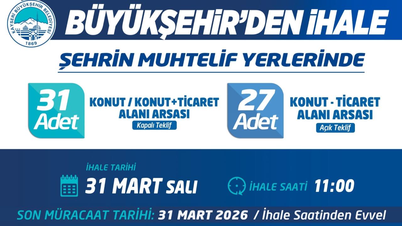 BÜYÜKŞEHİR 58 ADET ARSA SATACAK