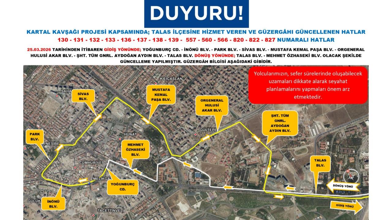 KAYSERİ’DE BÜYÜKŞEHİR İLE ULAŞIMDA YENİ DÖNEM