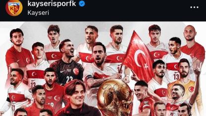 KAYSERİSPOR'DAN MİLLİ TEBRİK