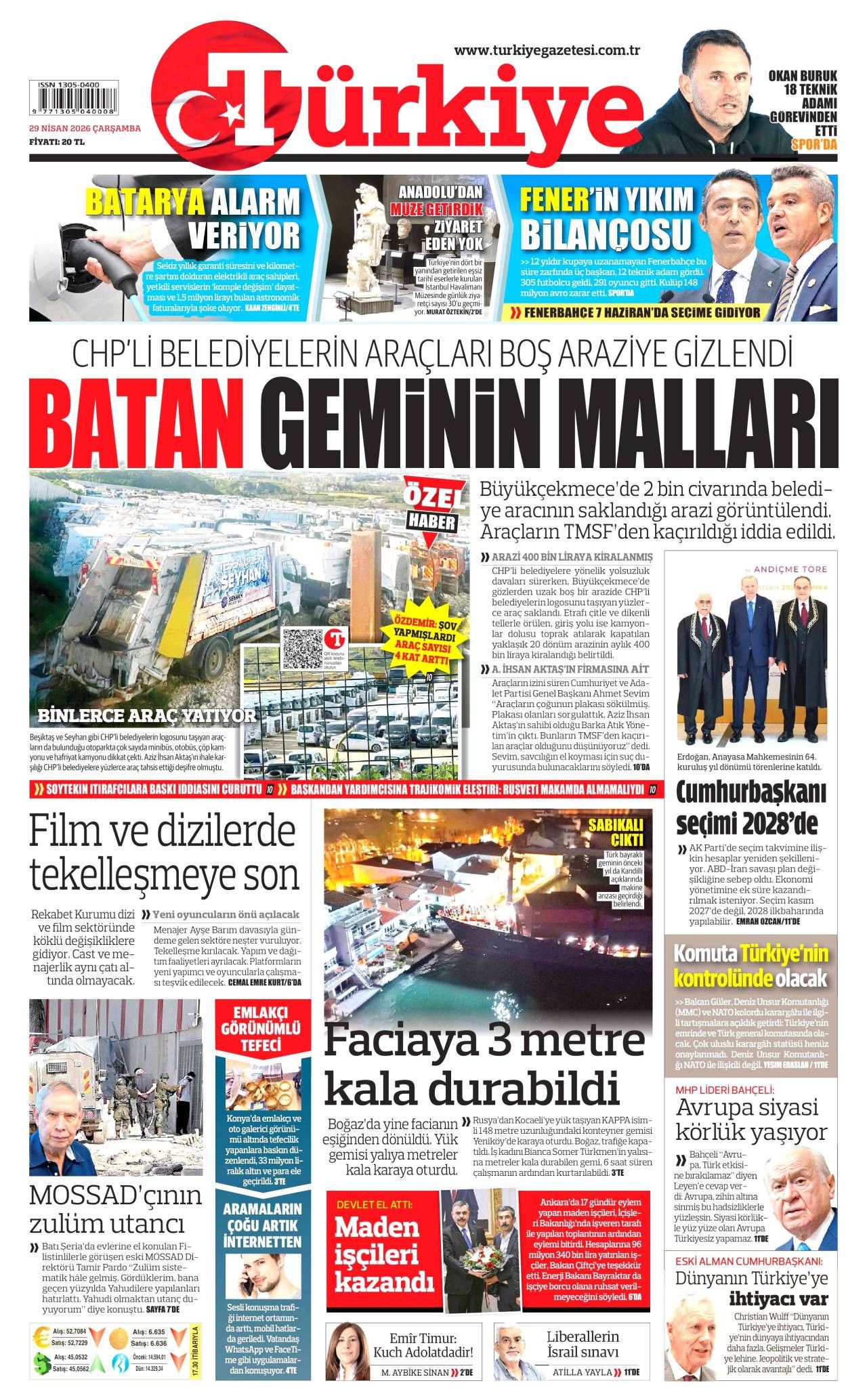 Türkiye Gazetesi Gazete Manşeti