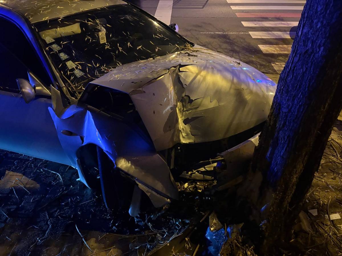 KALDIRIMA ÇIKAN OTOMOBİL AĞACA ÇARPTI