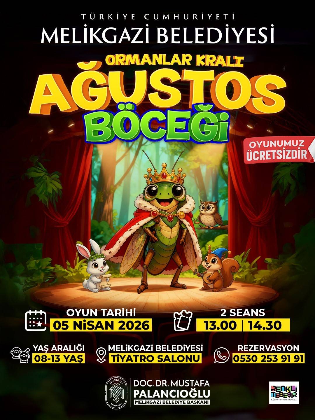 MELİKGAZİ TİYATRO PERDELERİNİ MİNİK SANATSEVERLER İÇİN AÇIYOR