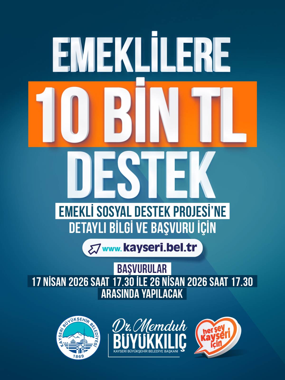 BÜYÜKŞEHİR’DEN EMEKLİLERE 10 BİN TL DESTEK