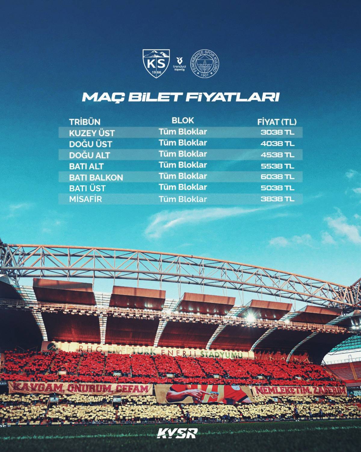 FENERBAHÇE BİLETLERİ SATIŞTA