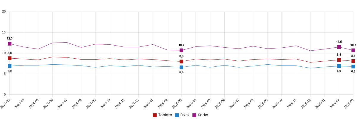 MART AYINDA İŞSİZLİK ORANI YÜZDE 8,1 OLDU
